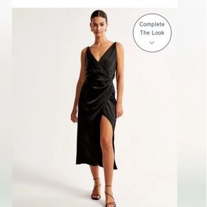 Abercrombie and Fitch Satin Draped Wrap Midi Dress - large petite - NWOT